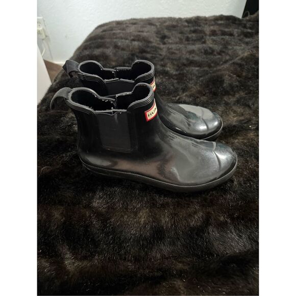 Hunter Original womens size 10  Gloss Chelsea Boots Rain Ankle black rubber - Picture 1 of 5
